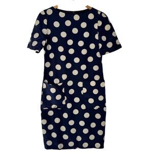 Vtg David Hayes Saks Fifth Avenue Women 6 Dress Blue Polka Dot‎ Silk Shift Retro
